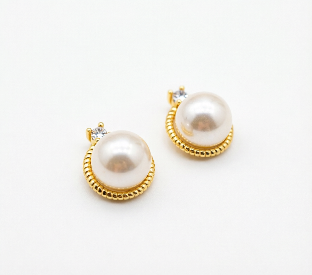Genuine Freshwater Round Pearl Beaded Halo Earrings