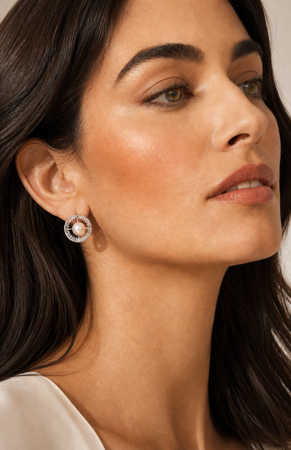 Genuine Freshwater Round Pearl Halo Earrings