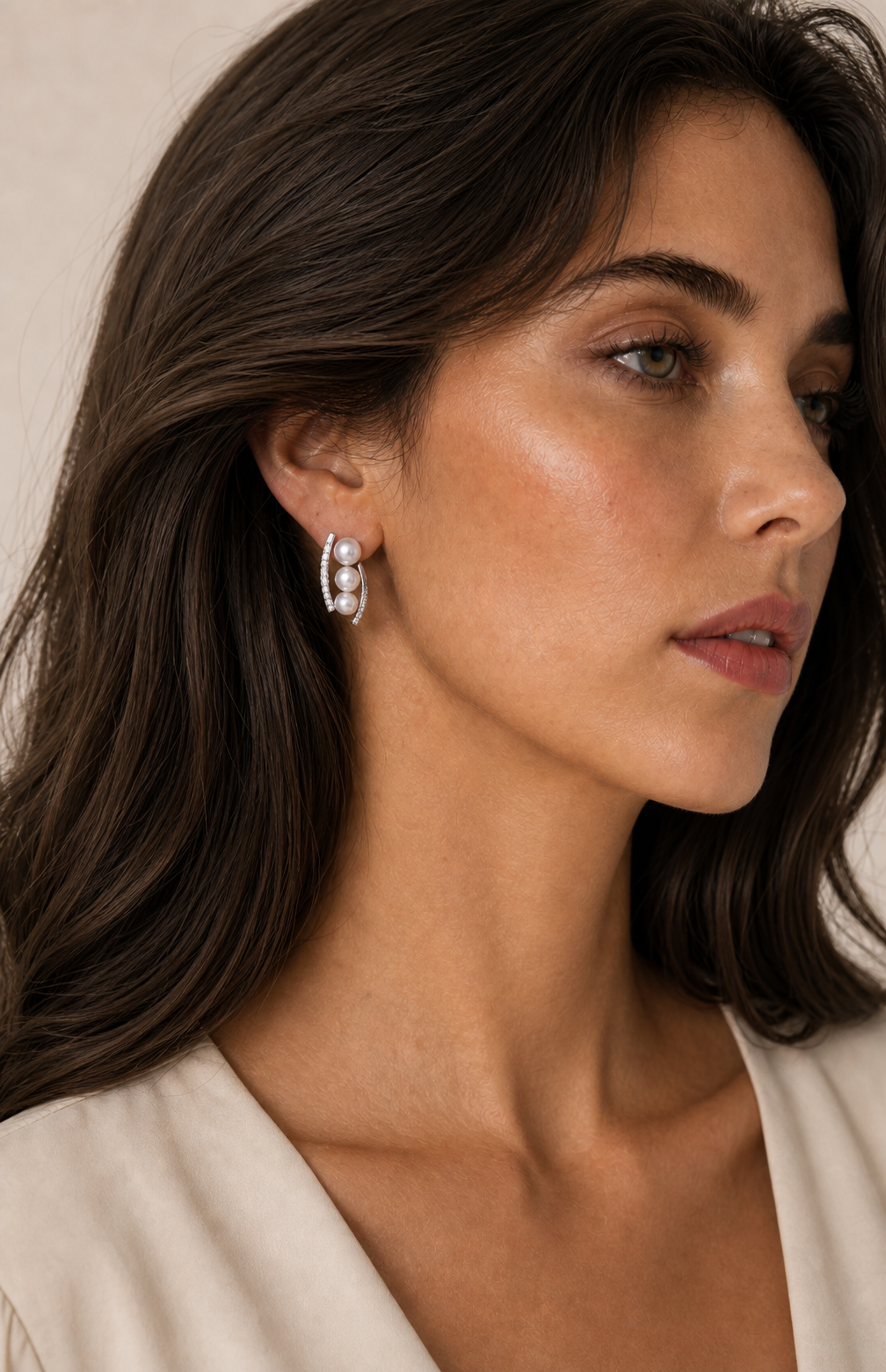 Genuine Freshwater Round Pearl Twin Orbit Earrings
