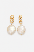 Genuine Freshwater Round Pearl Wave Earrings