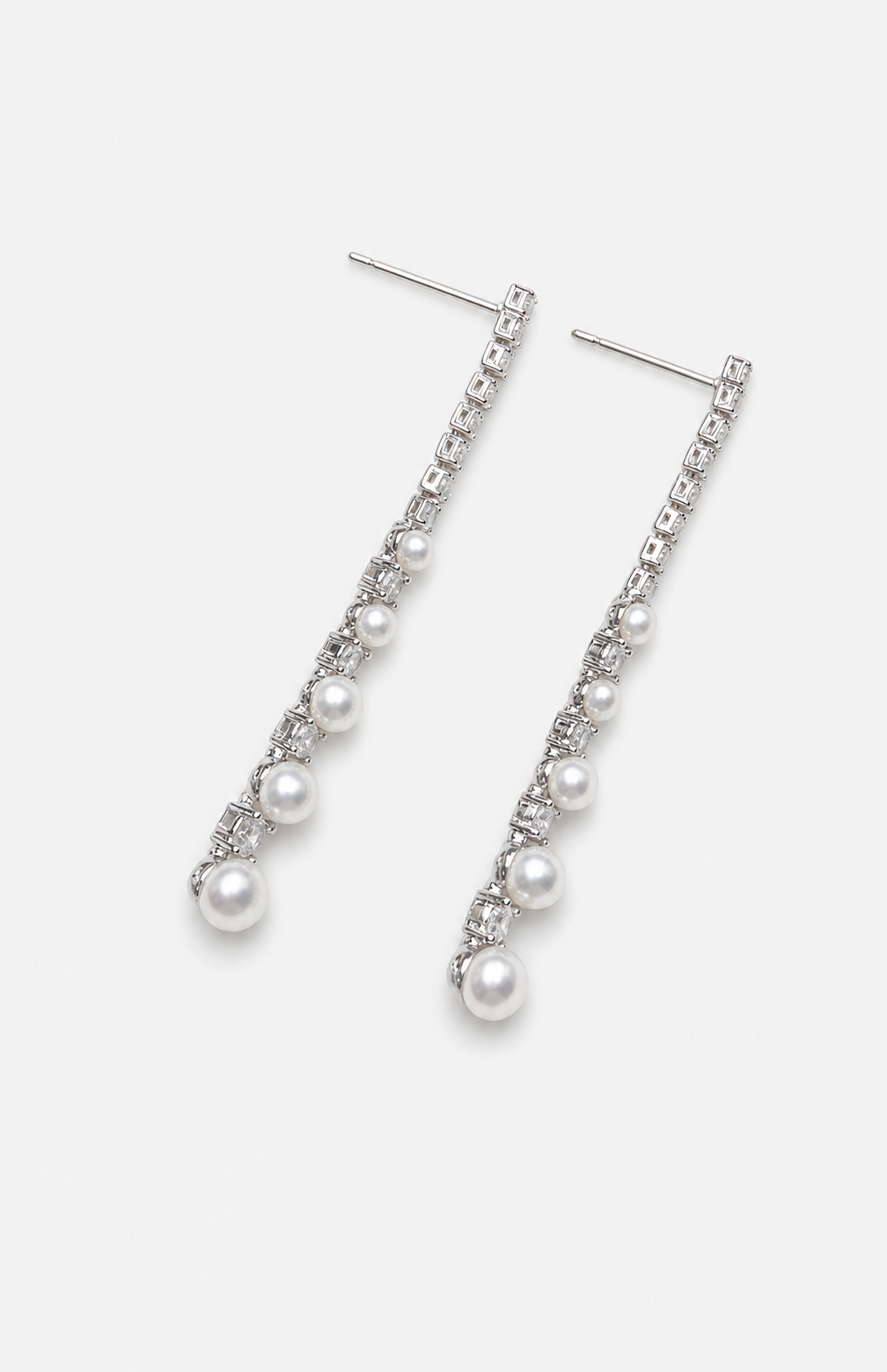 Genuine Freshwater Round Pearl Ladder Earrings
