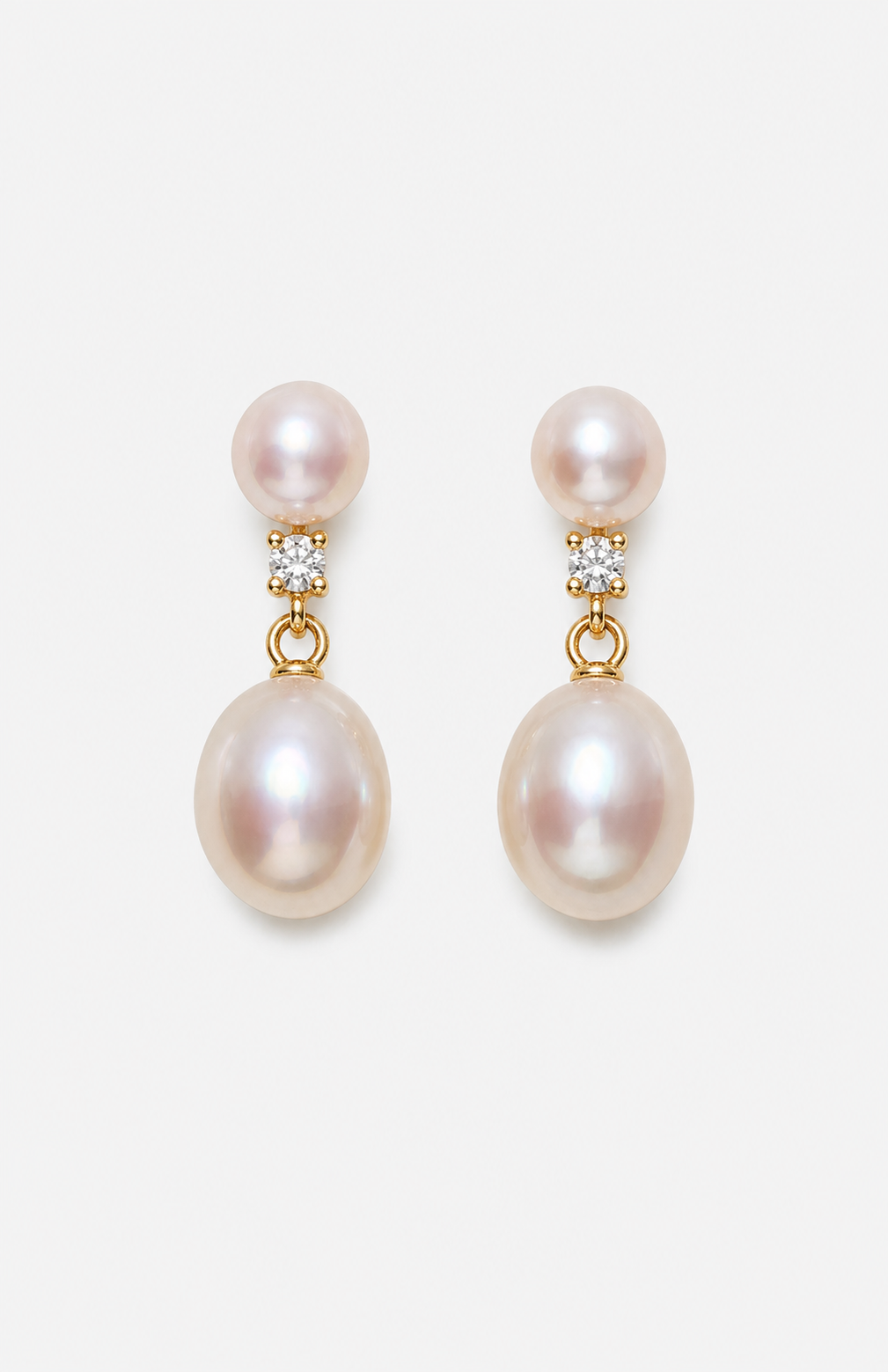 Genuine Freshwater Round Pearl Duet Earrings