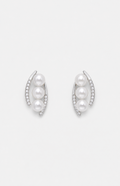 Genuine Freshwater Round Pearl Twin Orbit Earrings