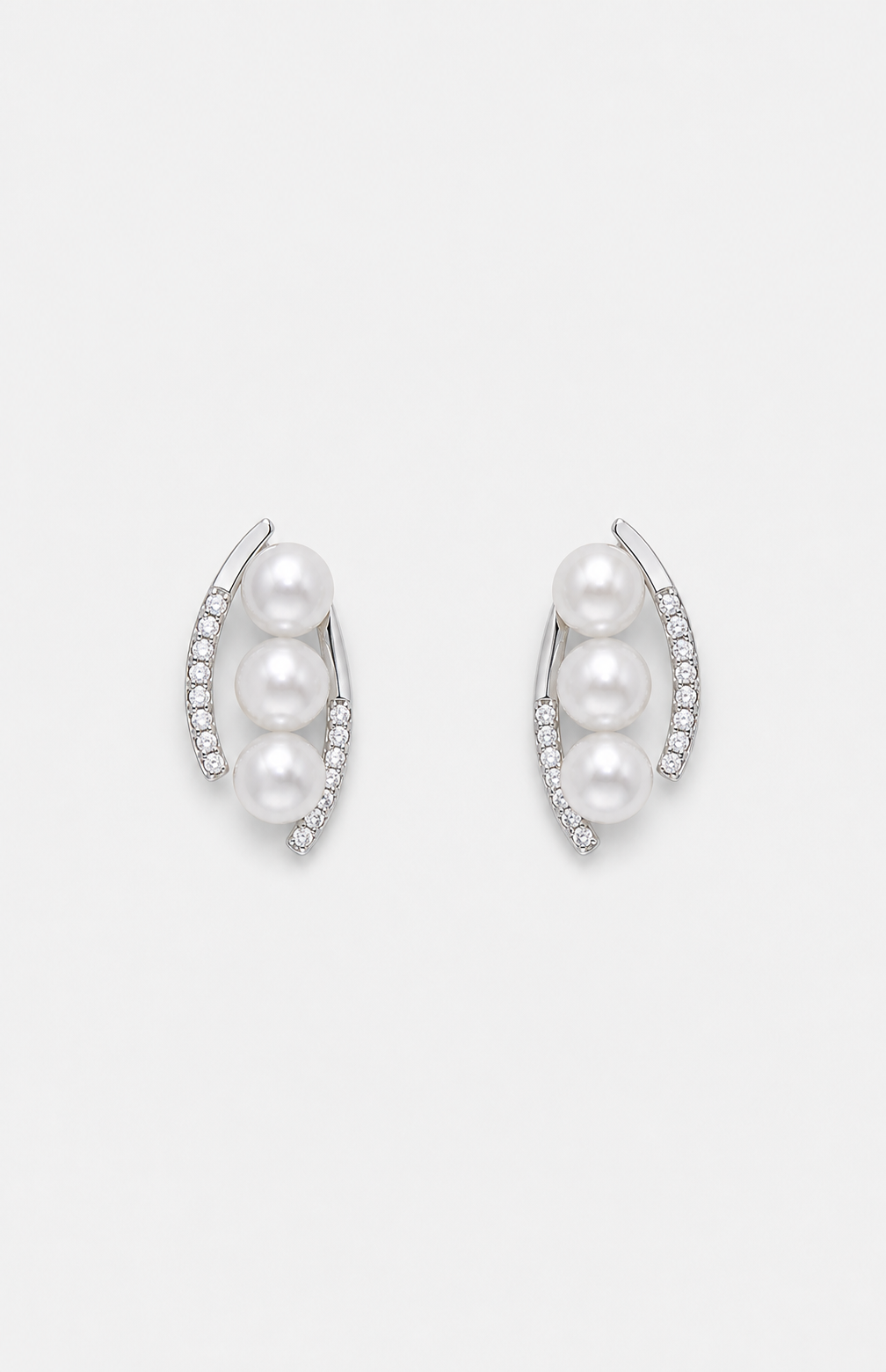 Genuine Freshwater Round Pearl Twin Orbit Earrings