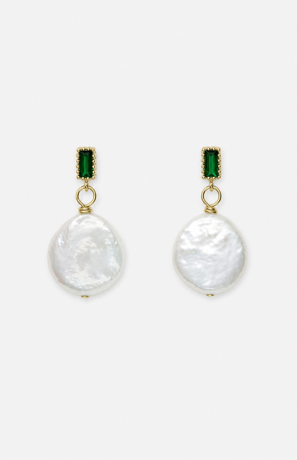 Genuine Freshwater Baroque Pearl Coin Earrings