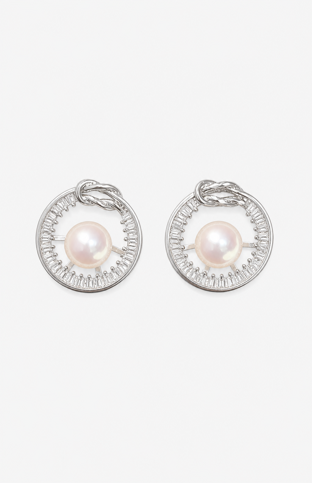Genuine Freshwater Round Pearl Halo Earrings