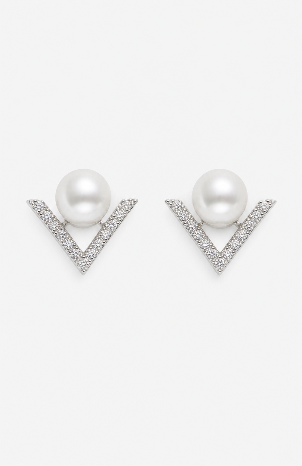 Genuine Freshwater Round Pearl V-Shape Earrings