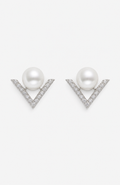 Genuine Freshwater Round Pearl V-Shape Earrings