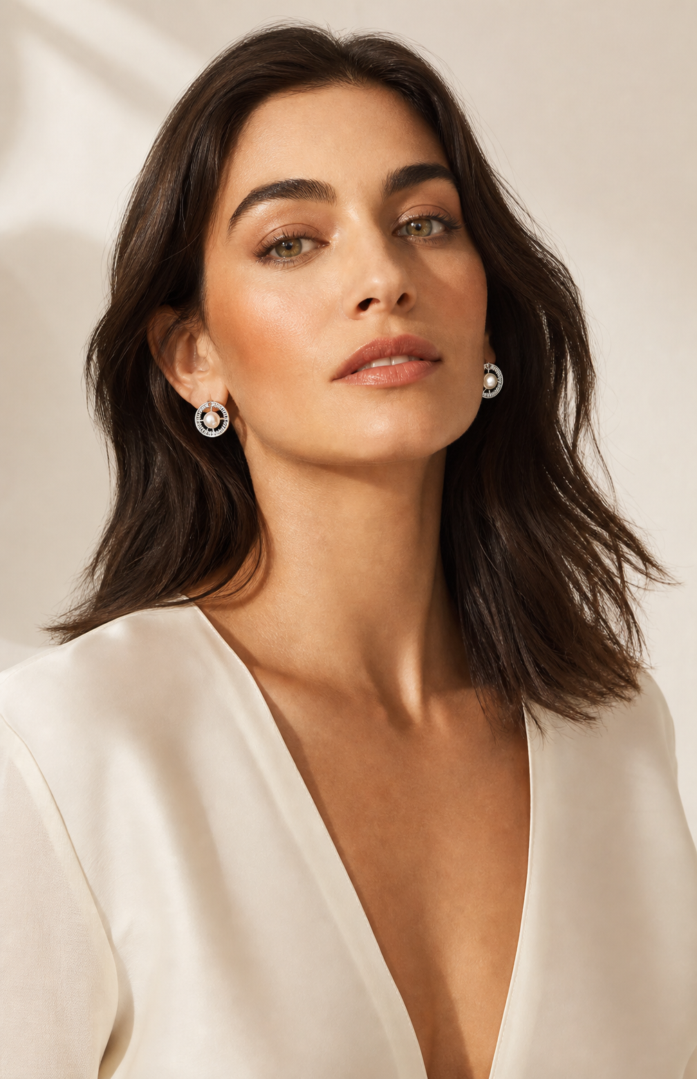 Genuine Freshwater Round Pearl Halo Earrings