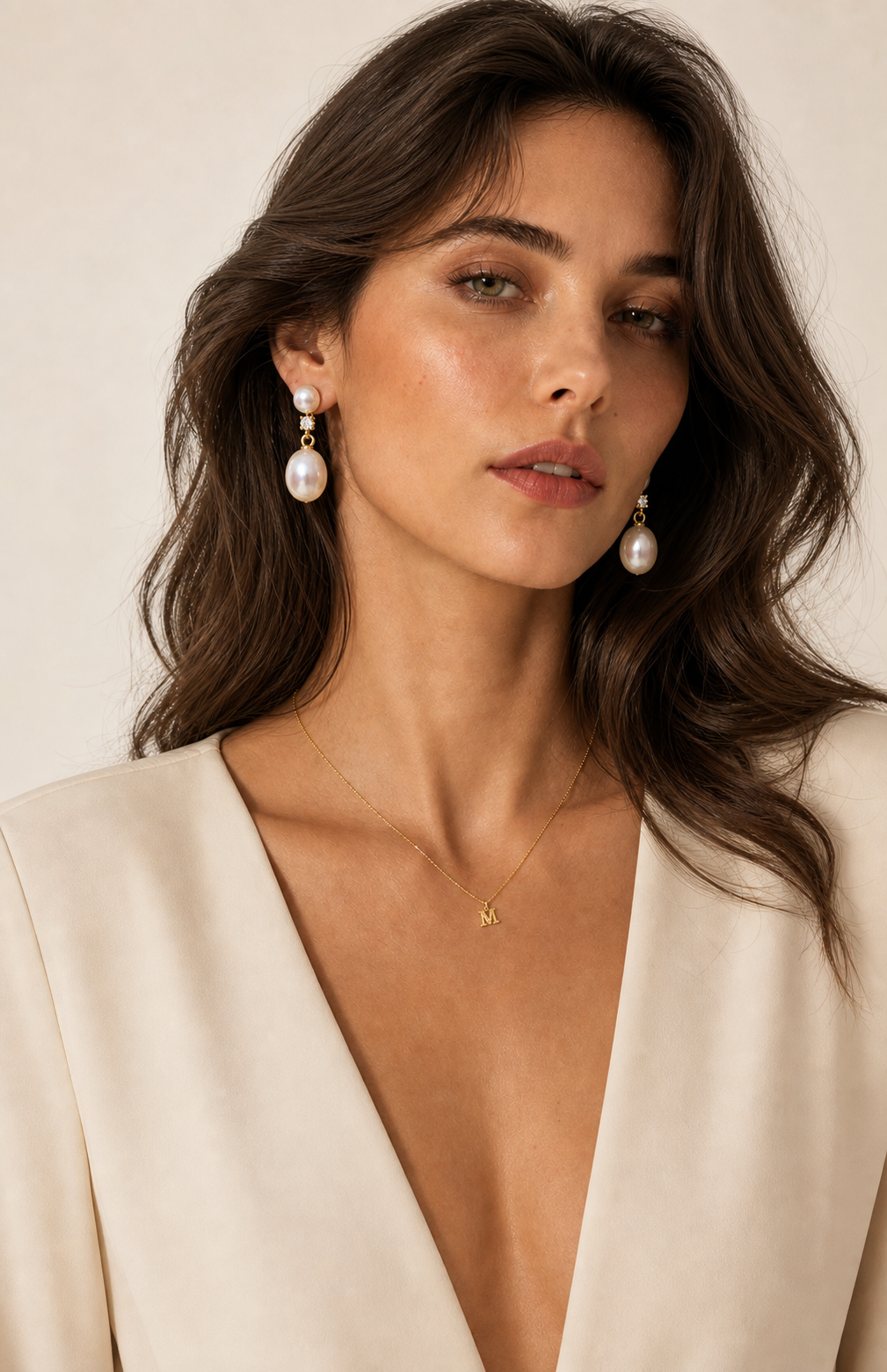 Genuine Freshwater Round Pearl Duet Earrings