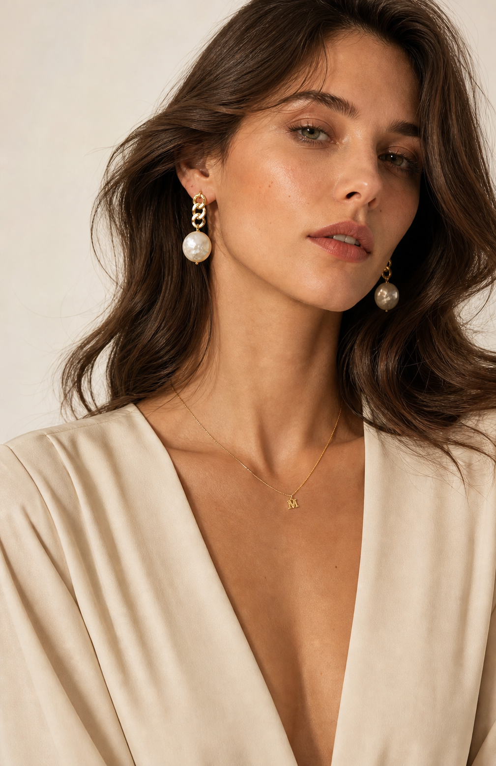 Genuine Freshwater Round Pearl Wave Earrings