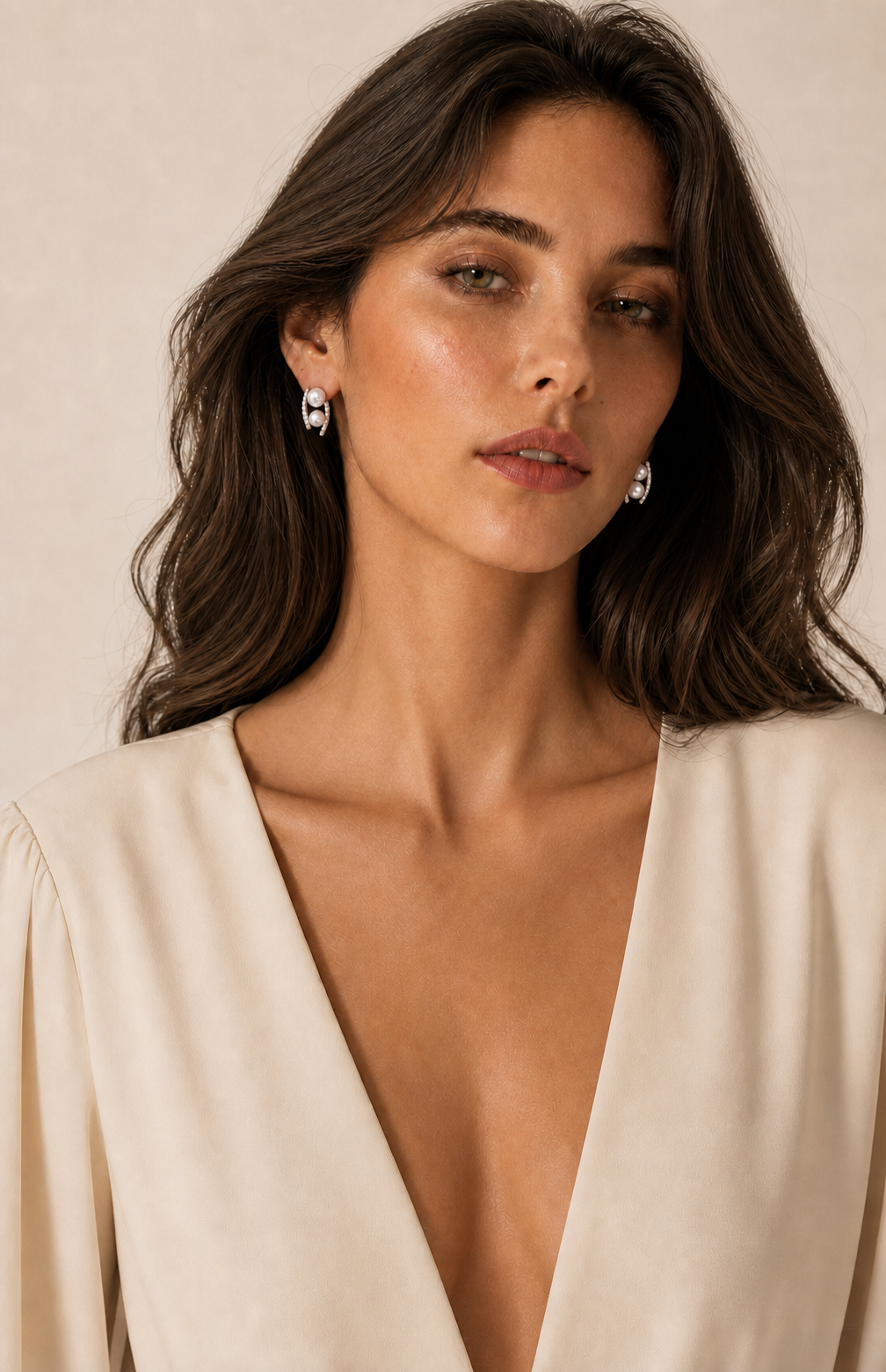 Genuine Freshwater Round Pearl Twin Orbit Earrings