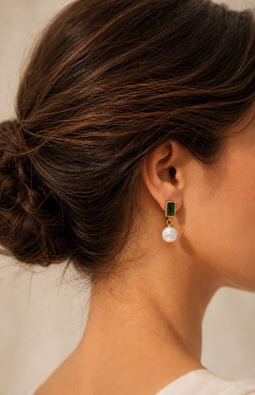 Genuine Freshwater Baroque Pearl Coin Earrings