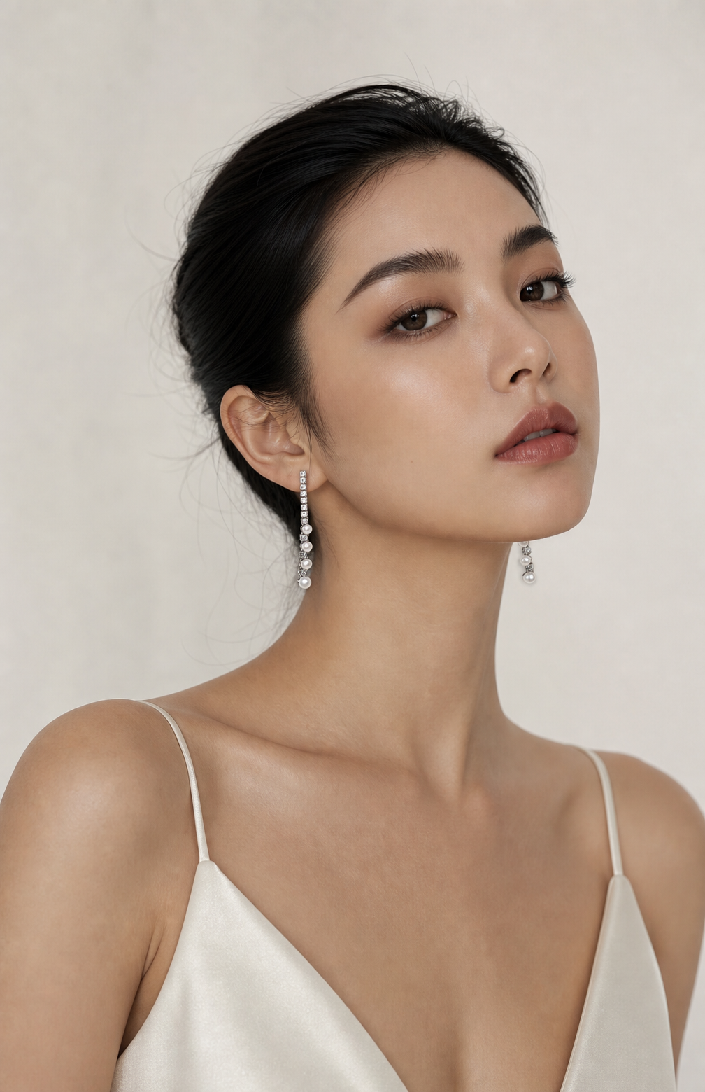 Genuine Freshwater Round Pearl Ladder Earrings